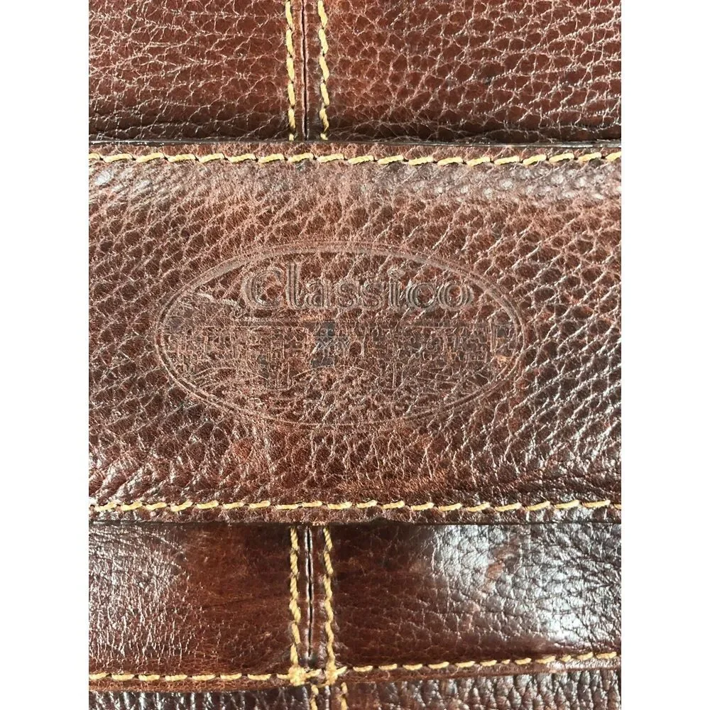Leather Messenger Bag Executive Classico Shoulder Strap Brown Multi‎ Pocket